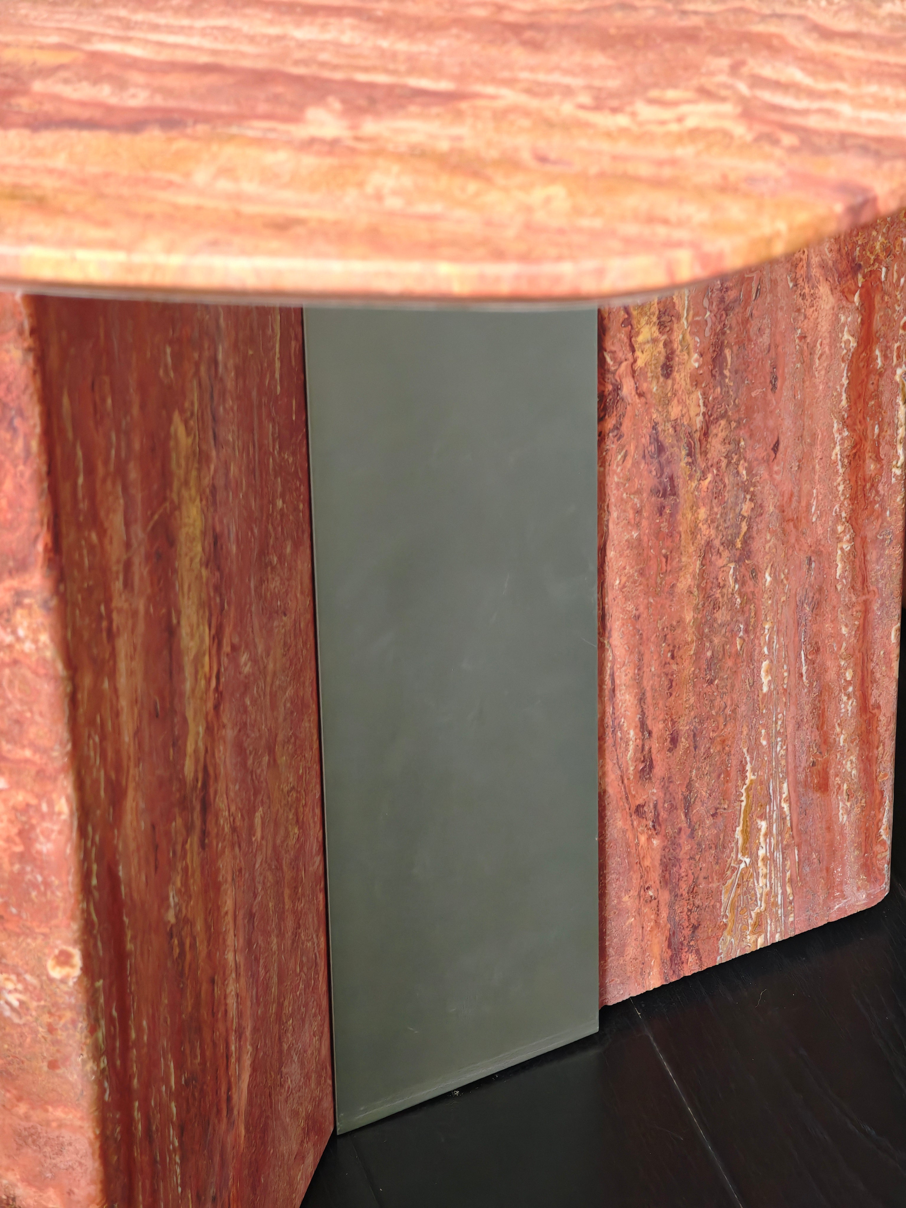 TRAVERTINE RED DINING TABLE