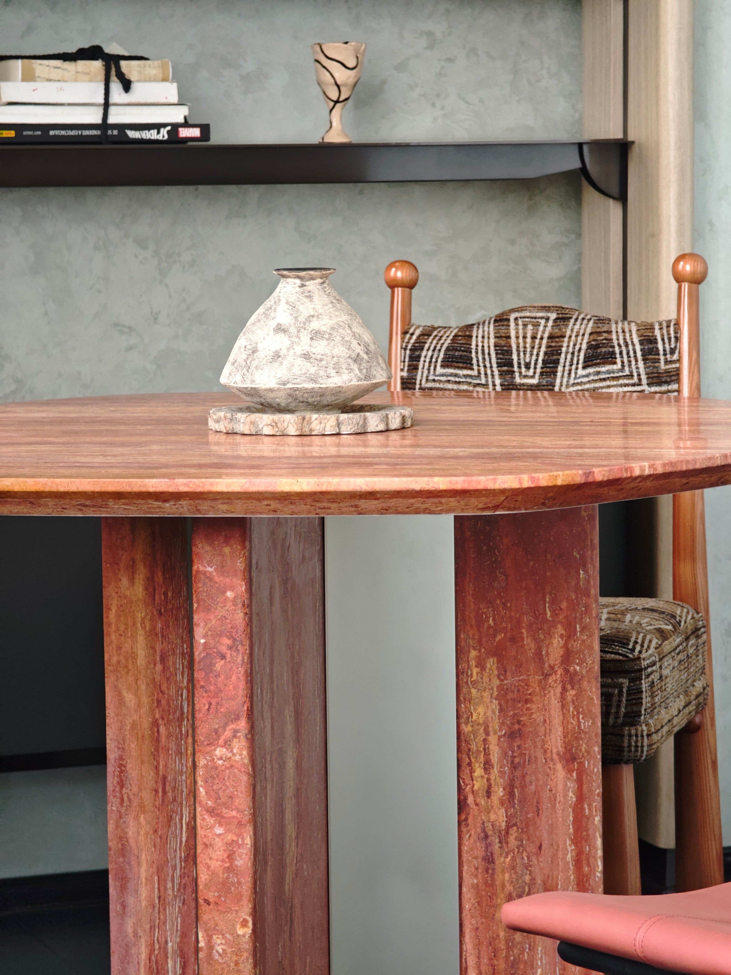 TRAVERTINE RED DINING TABLE